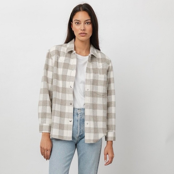 Rails Jackets & Blazers - RAILS Tripp Shirt Jacket Plaid Ivory Rain